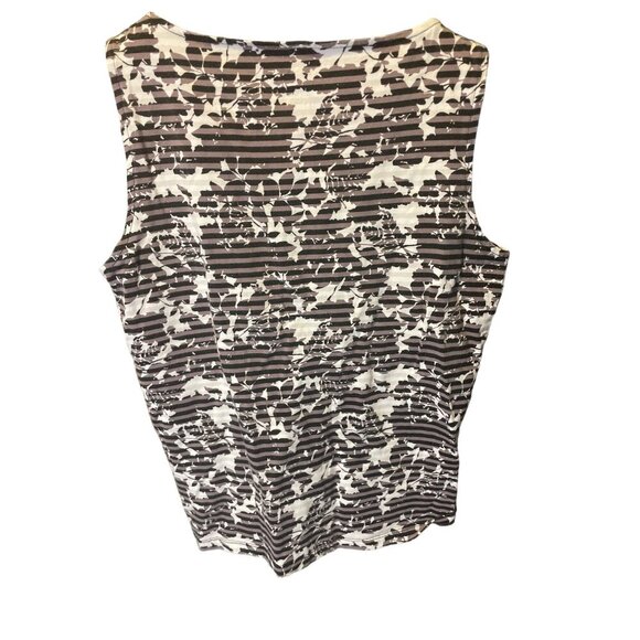 Talbots Black Brown Striped Design Sleeveless Tank Top Sz SP - Picture 2 of 7